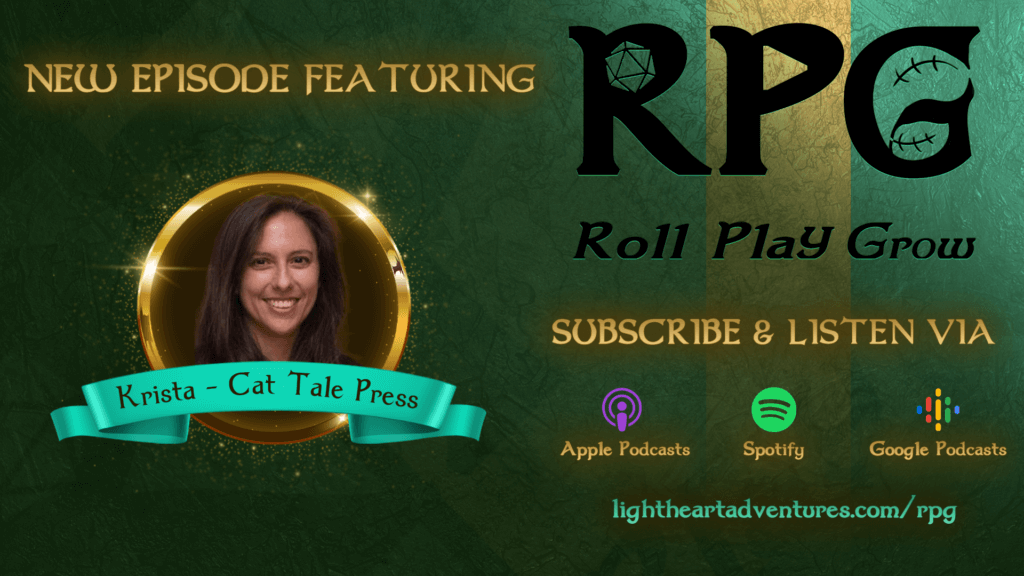 Header image of Krista detailing that it's a new interview episode with Krista of Cat Tale Press